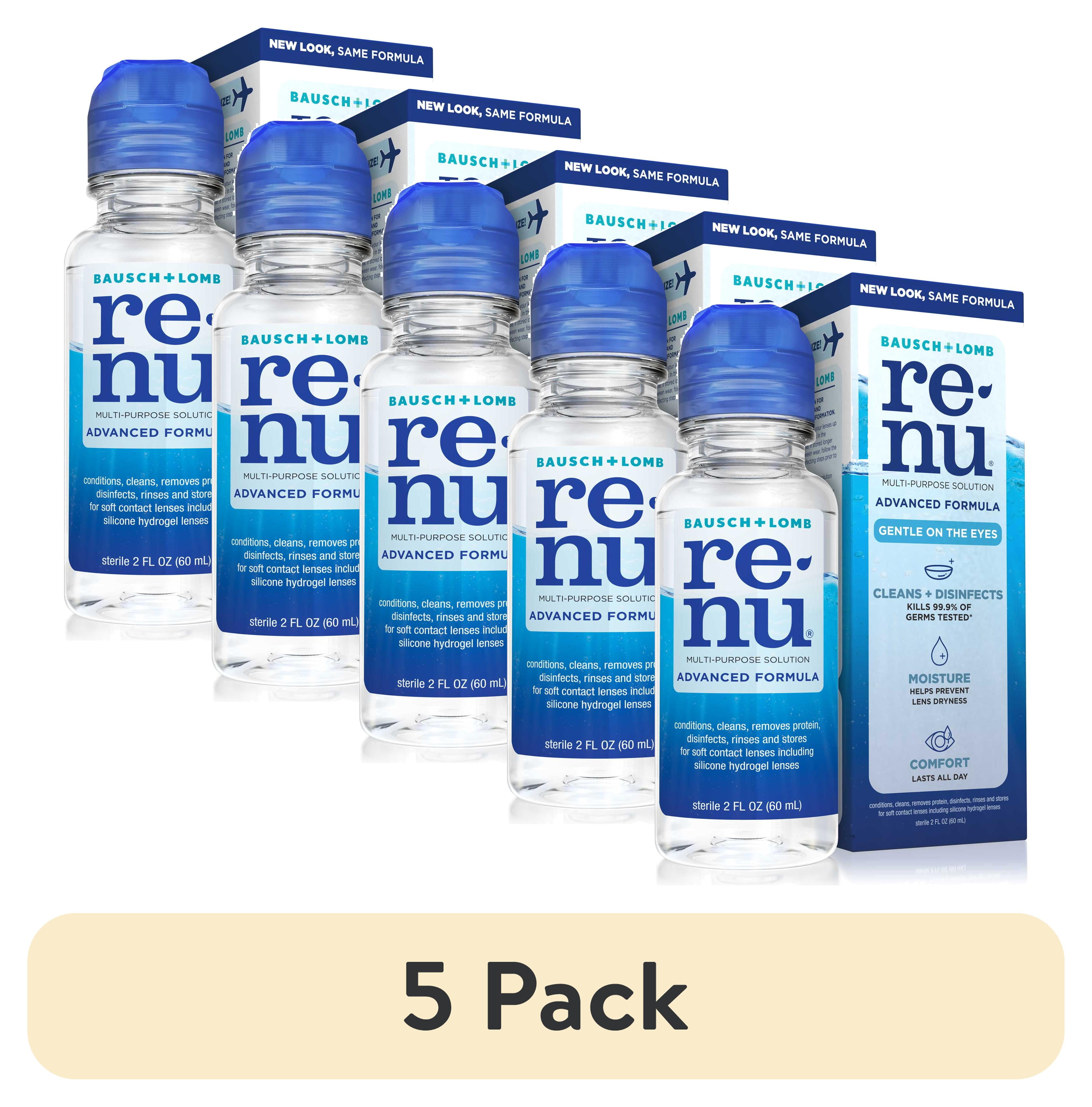 (5 pack) Renu Contact Lens Solution, Advanced Formula Triple Disinfectant Contact Cleaning SolutionFrom Bausch + Lomb 2 fl oz (60 mL)