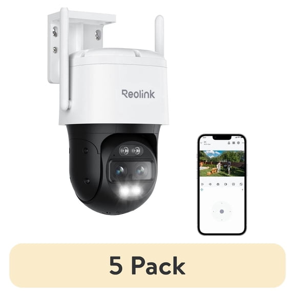 (5 pack) Reolink TrackMix WiFi 8MP 4K PTZ Dual Lens Outdoor Plug-in Security Camera,Auto Tracking Smart Detection 6X Hybrid Zoom Color Night Vision