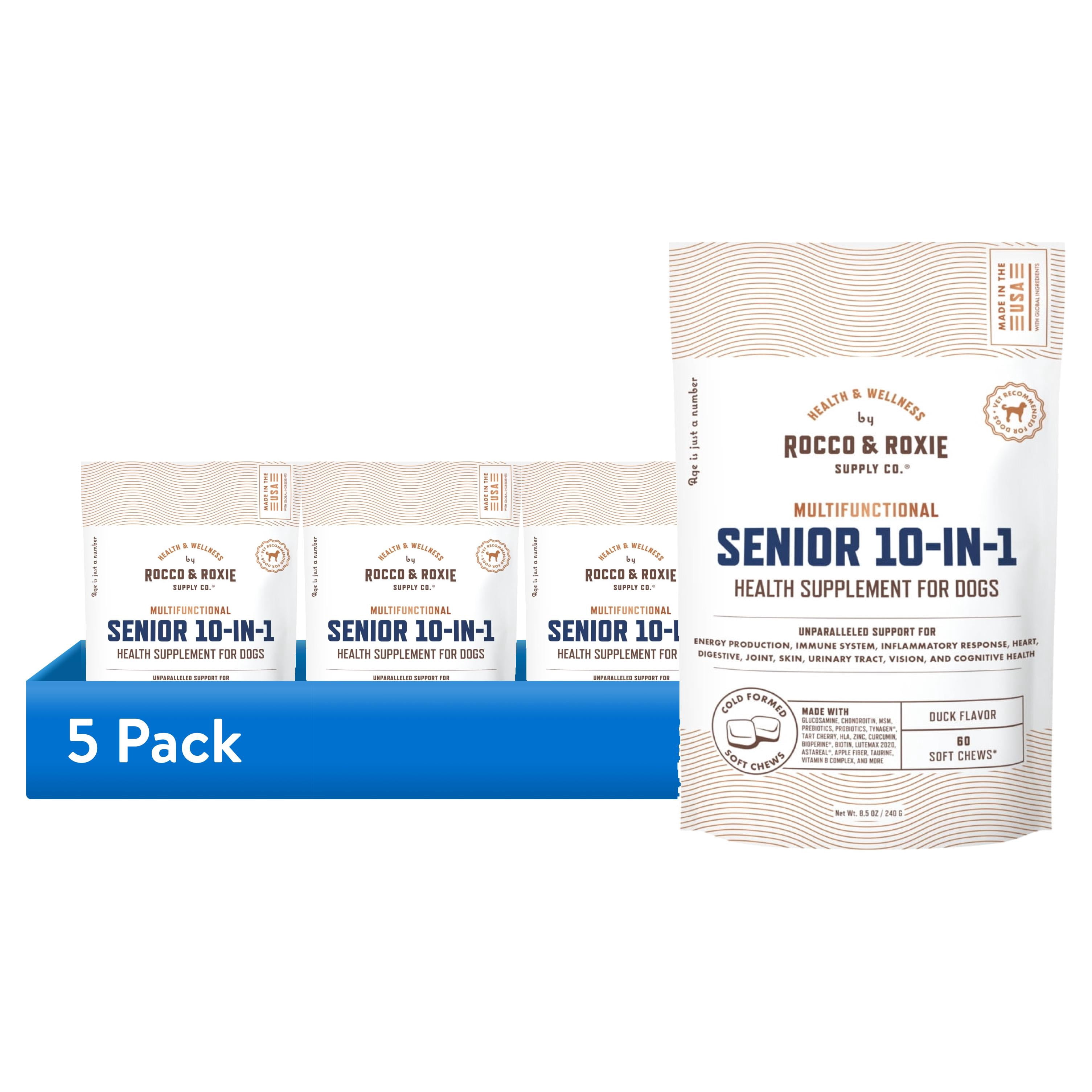 (5 pack) Rocco Roxie Multi Senior Chew for Dogs 60 Count