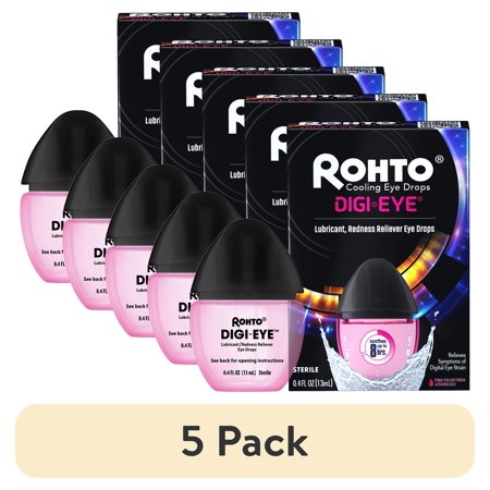 (5 pack) Rohto Digi-Eye Digital Eye Strain Eye Drops, Redness Reliever, and Eye Strain Relief