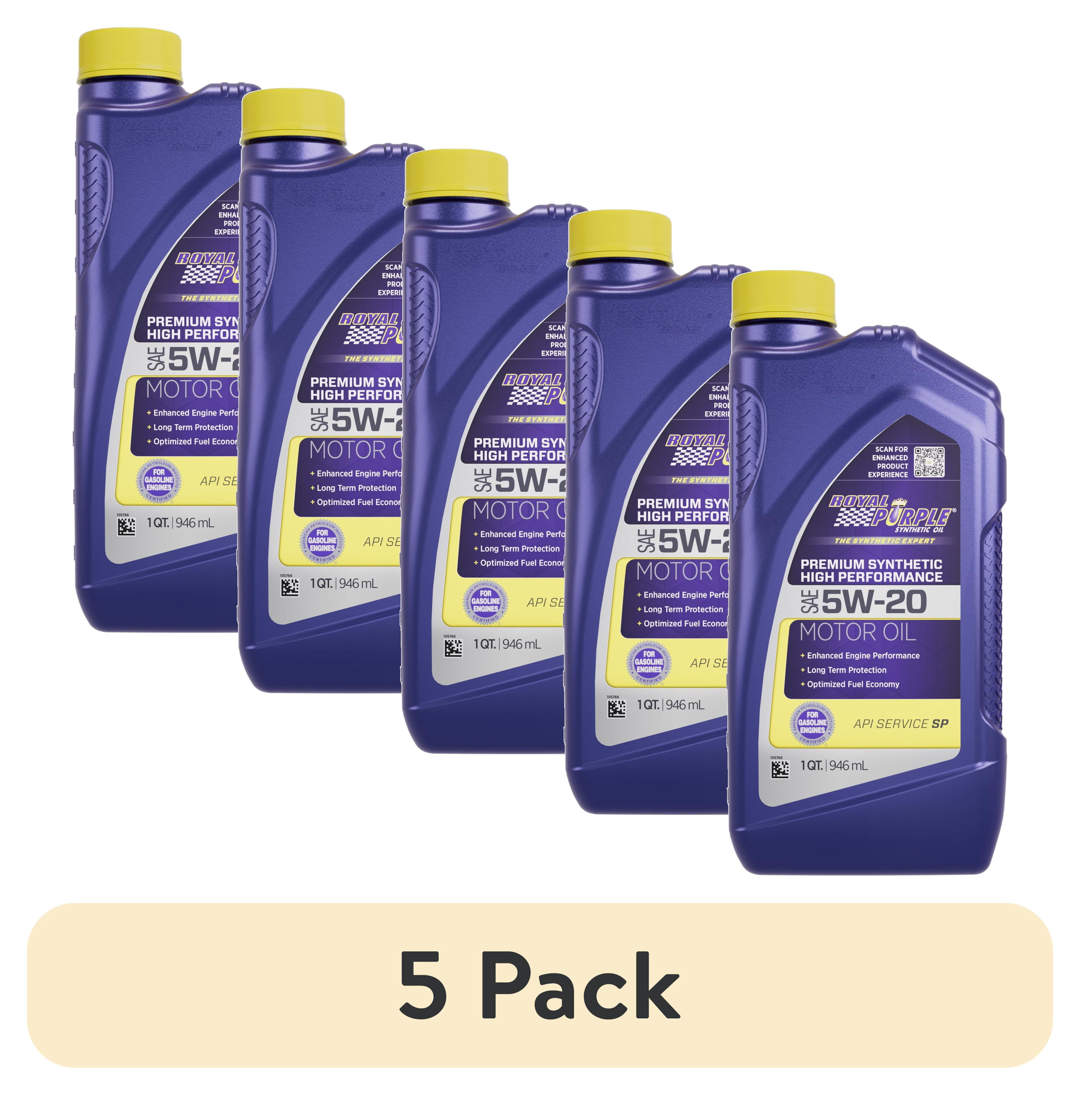 (5 pack) Royal Purple High Performance Motor Oil 5W-20 Premium Synthetic Motor Oil, 2 lbs, Universal, 1 Quart