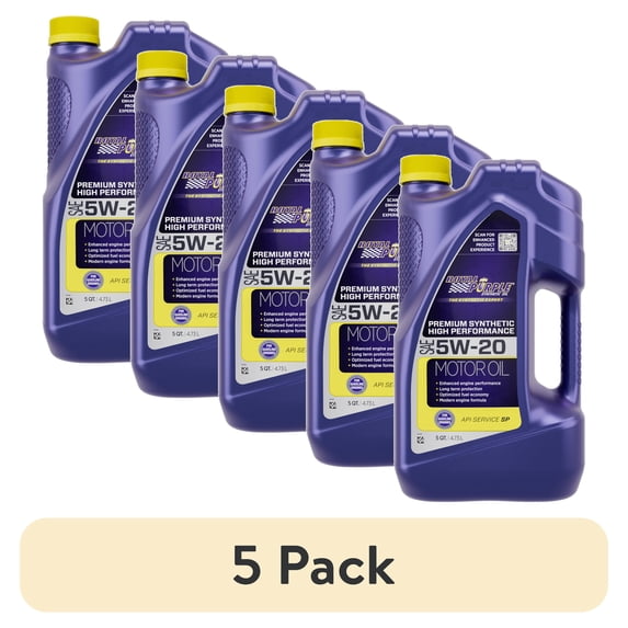 (5 pack) Royal Purple High Performance Motor Oil 5W-20, Premium Synthetic Motor Oil, 5 Quarts