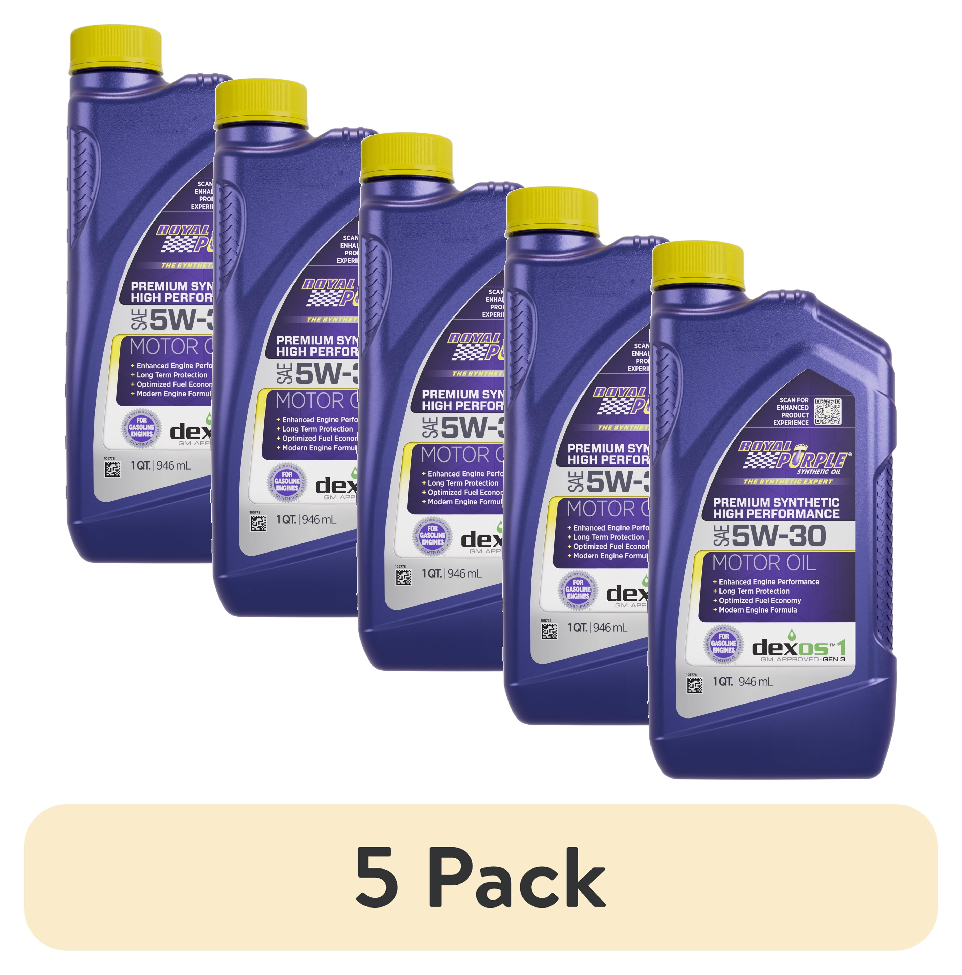 (5 pack) Royal Purple High Performance Motor Oil 5W-30 Premium Synthetic Motor Oil, 2.25 lbs, Universal, 1 Quart