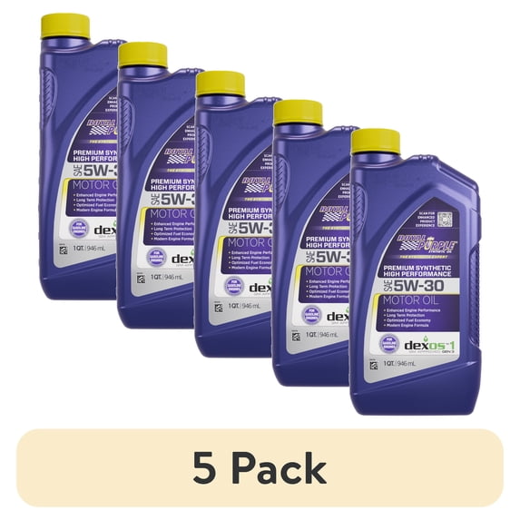 (5 pack) Royal Purple High Performance Motor Oil 5W-30 Premium Synthetic Motor Oil, 2.25 lbs, Universal, 1 Quart