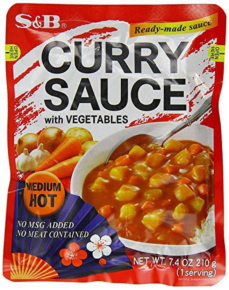 (5 pack) S&B Ready-Made Japanese Style Curry Sauce, Medium Hot with Vegetables, 7.4 oz, 2 Pack