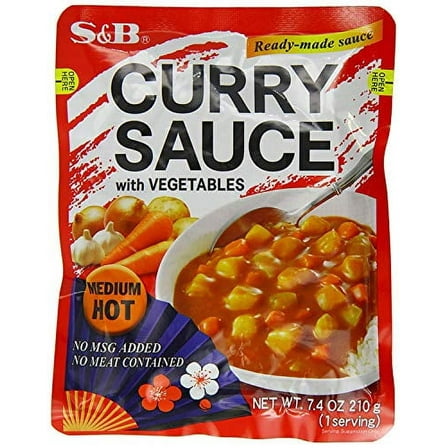 (5 pack) S&B Ready-Made Japanese Style Curry Sauce, Medium Hot with Vegetables, 7.4 oz, 2 Pack