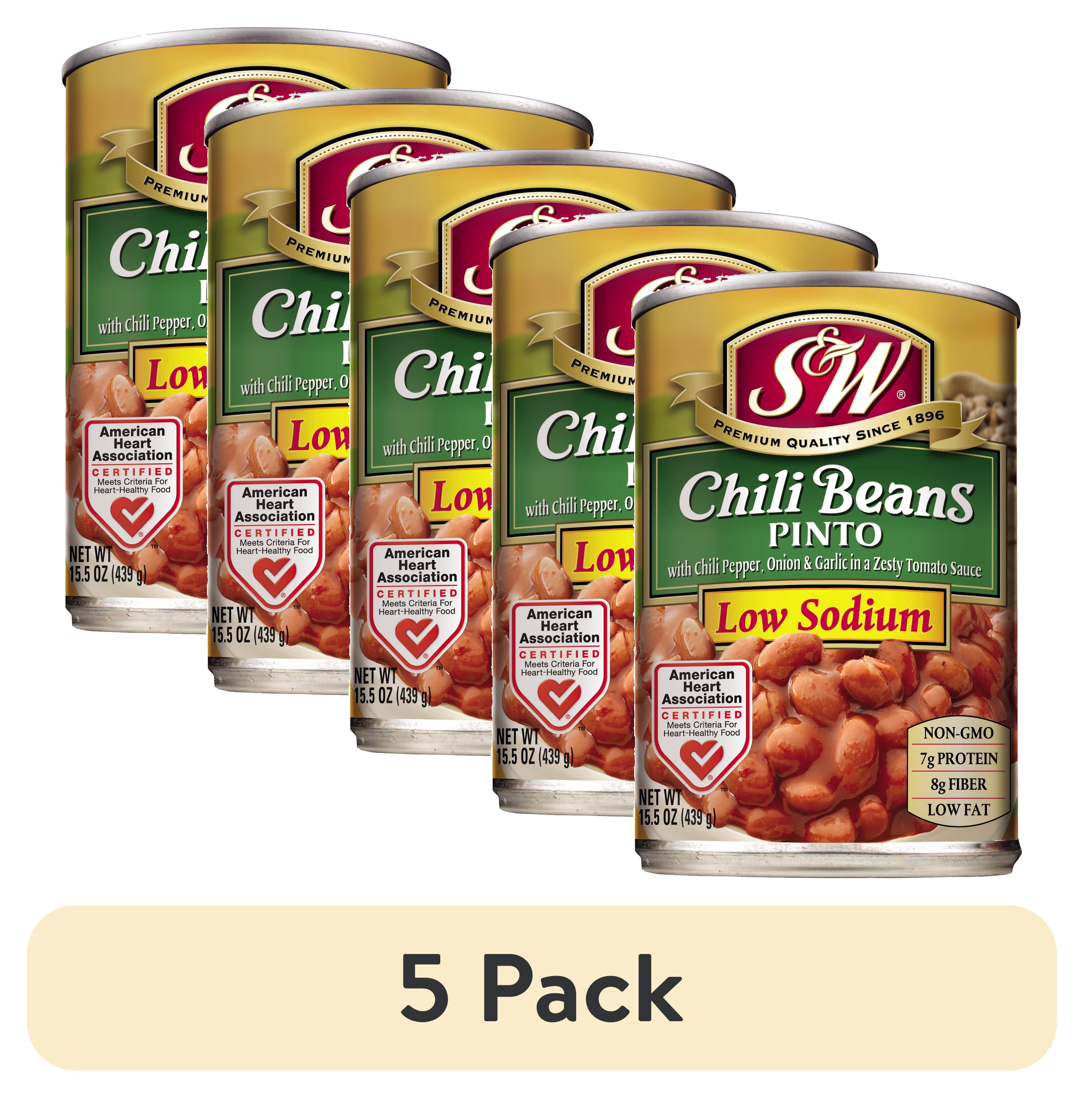 (5 pack) S&W Pinto Chili Beans - Low Sodium - 15.5 oz. Can
