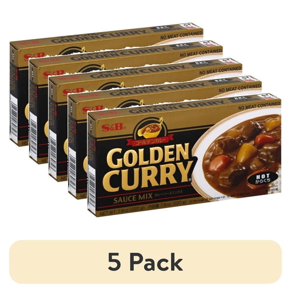 (5 pack) SB Golden Curry Sauce Mix, Hot, 7.8 Ounce