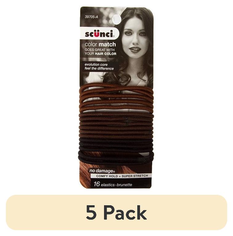 (5 pack) SCUNCI - No Damage Color Match Evolution Brunette Elastics - 16 Pack