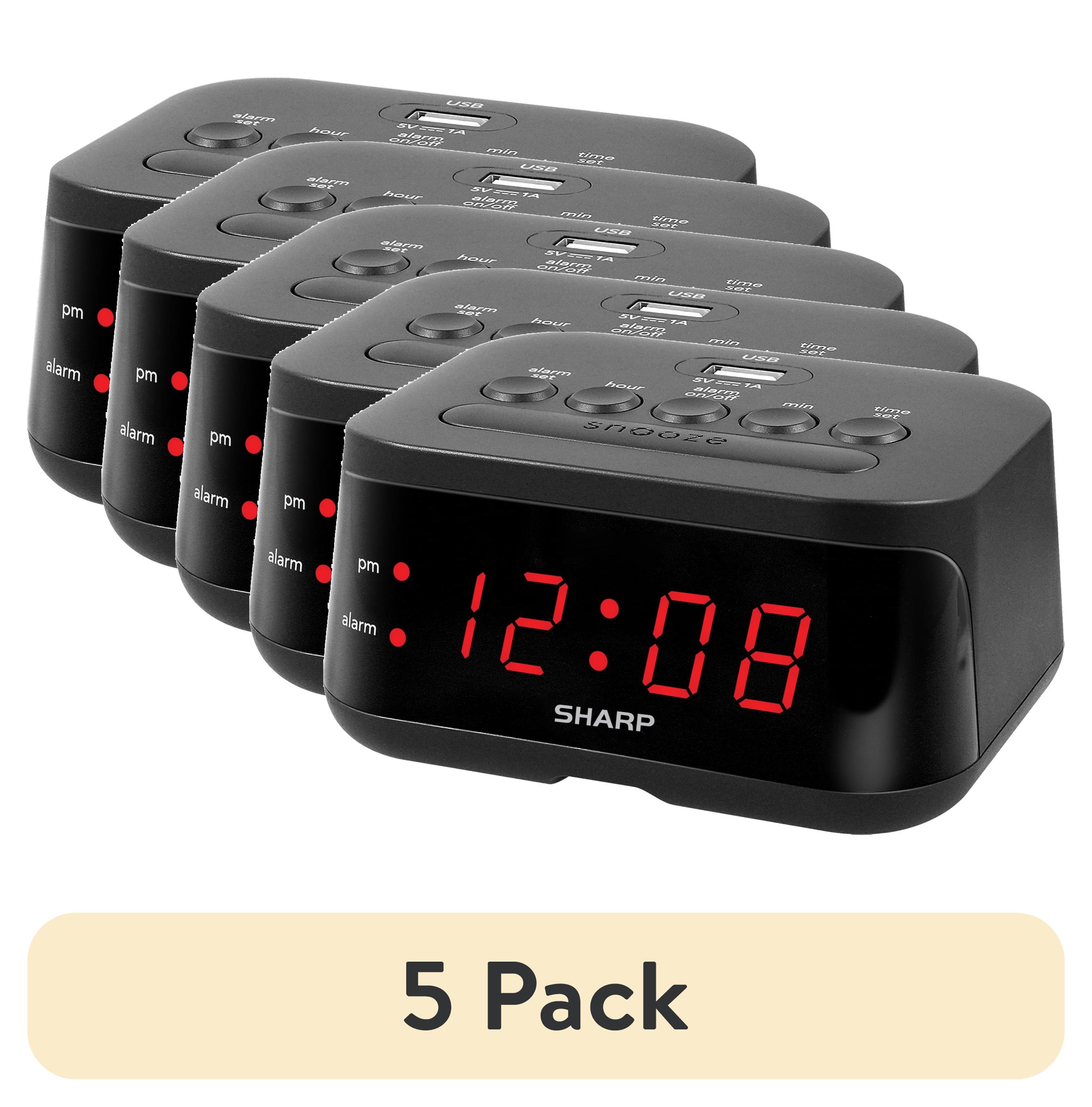 Sharp Digital Alarm Clock - Loud Alarm, Snooze, Keyboard Controls, LED Display - Black