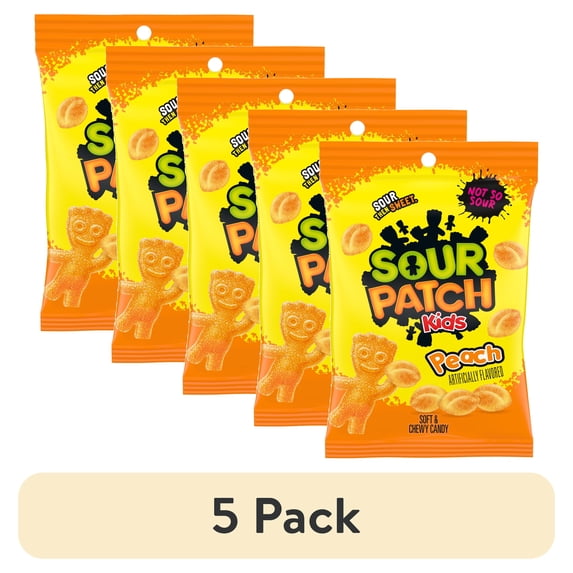 (5 pack) SOUR PATCH KIDS Peach Soft and Chewy Candy, 8.07 oz