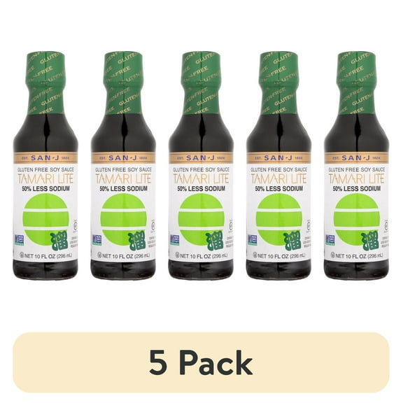 (5 pack) San J Tamari Soy Sauce Lite, 10 Fl Oz