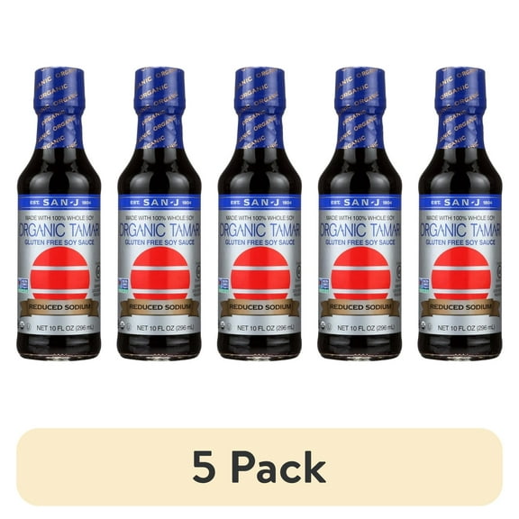 (5 pack) San J Tamari Soy Sauce Organic, 10 Fl Oz