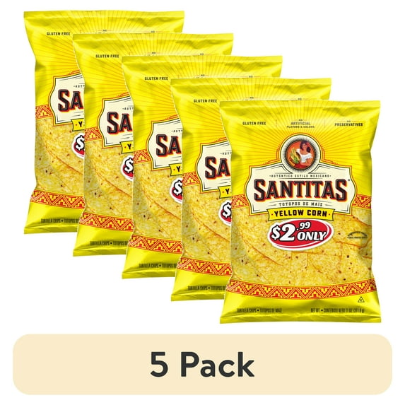 (5 pack) Santitas Tortilla Chips Blended Corn, 11 oz Bag