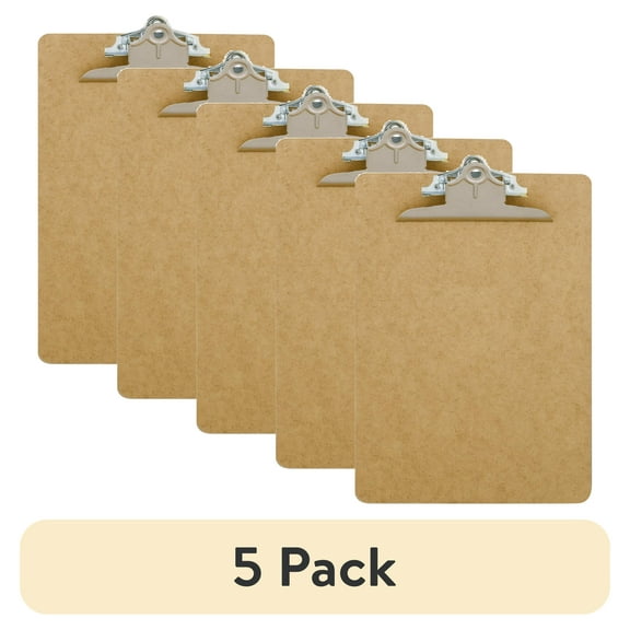 (5 pack) Saunders Hardboard Clipboard with High Capacity Clip