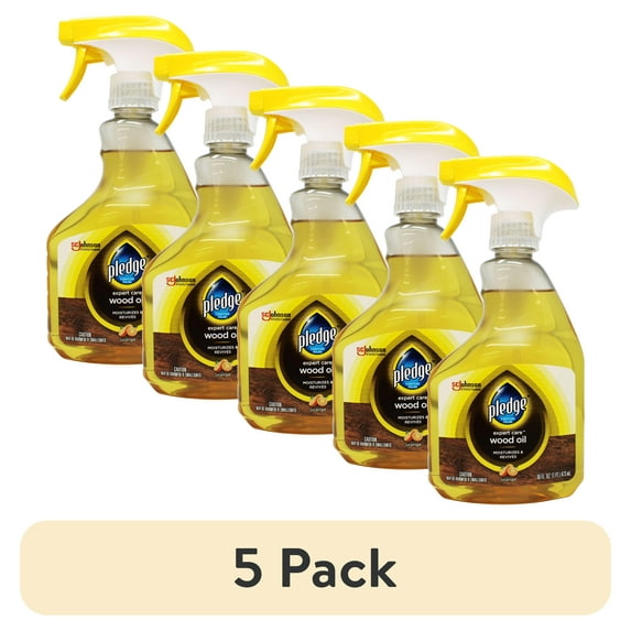 (5 pack) Pledge Wood Oil, Expert Care, Trigger Spray – Moisturizes & Revives with Orange Scent, 16 oz