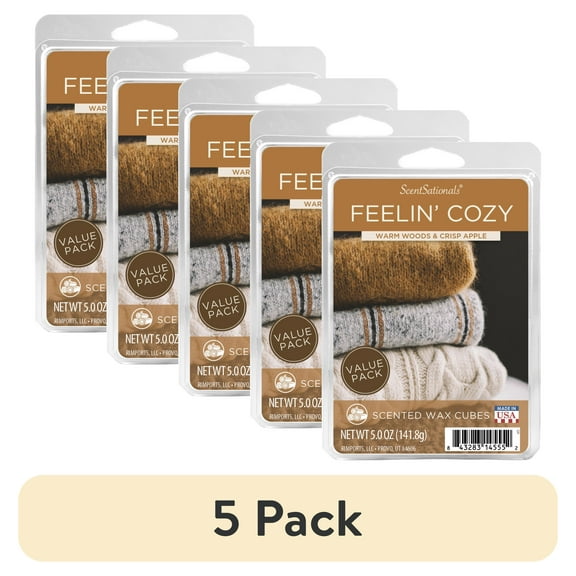 (5 pack) ScentSationals Feelin' Cozy Scented Wax Melts Air Freshener, 5 oz