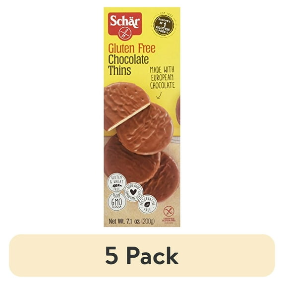 (5 pack) Schar Gluten Free Chocolate Thins, 7.1 oz., 12-Pack