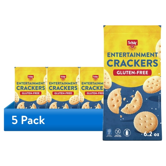 (5 pack) Schar Gluten Free Entertainment Crackers with Sea Salt, Paper Packet, 6.2 oz