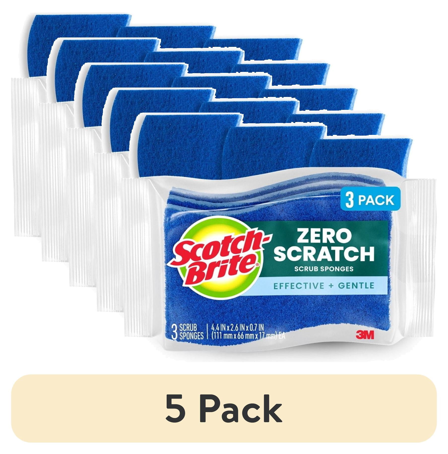 (5 pack) Scotch-Brite Zero Scratch, Non-Scratch, Cleaning Scrub Sponge, 3 Dish Sponges