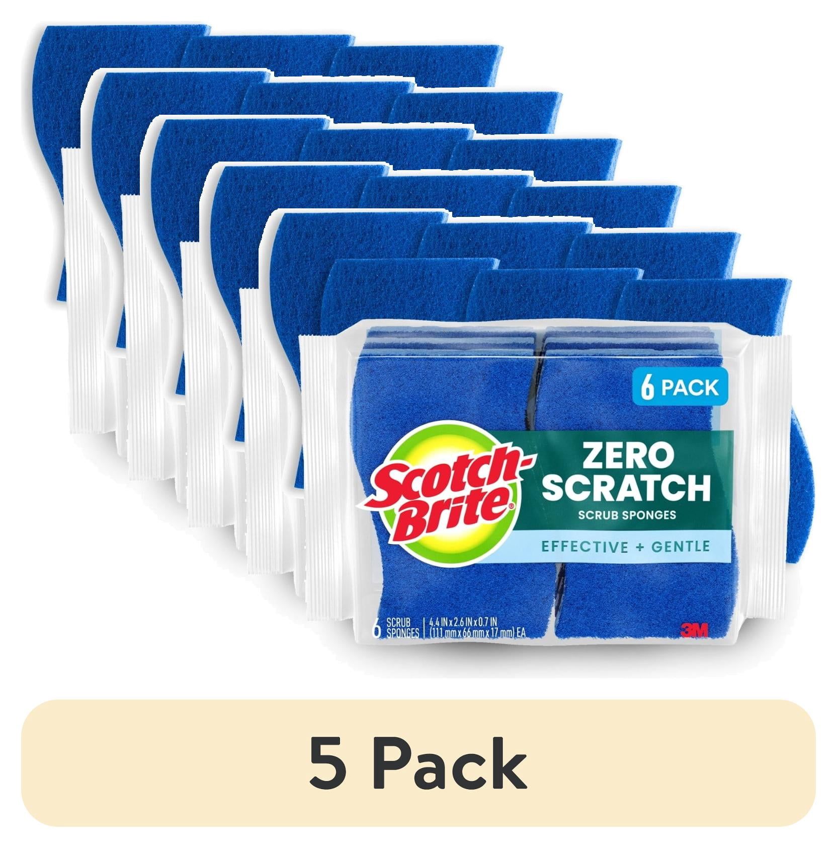 (5 pack) Scotch-Brite Zero Scratch, Non-Scratch, Cleaning Scrub Sponges, 6 Dish Sponges