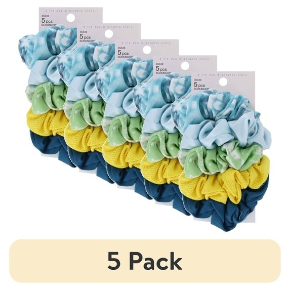 (5 pack) Scunci A Tie Dye & Brights Hair Scrunchies, Assorted Colors, 5-Pieces