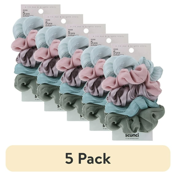 (5 pack) Scunci A Tie Dye & Brights Story Hair Scrunchies, Assorted Colors, 5-Pieces