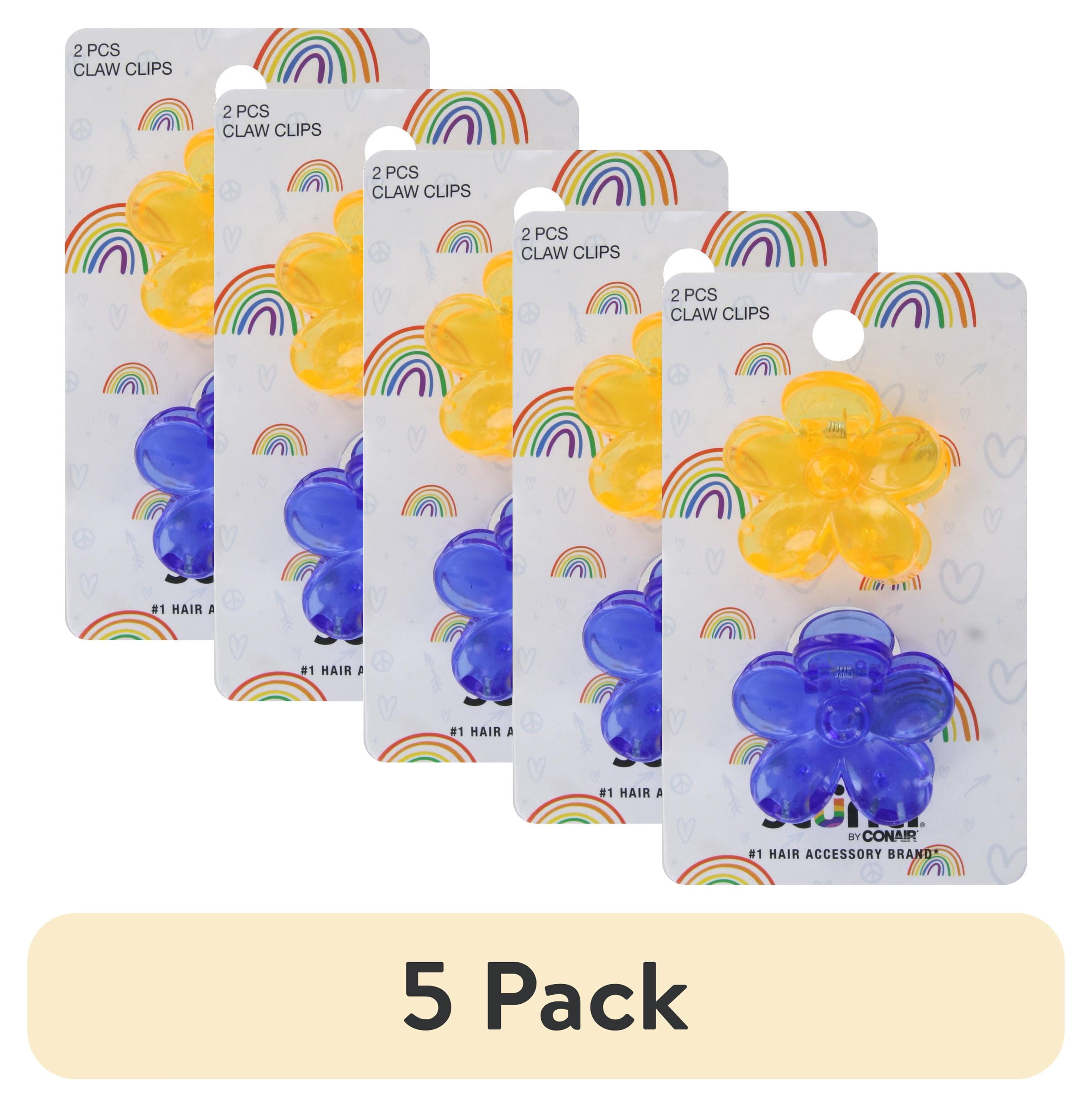 (5 pack) Scunci Flower Claw Hair Clips, Assorted Transluscent Colors, 2-Pieces