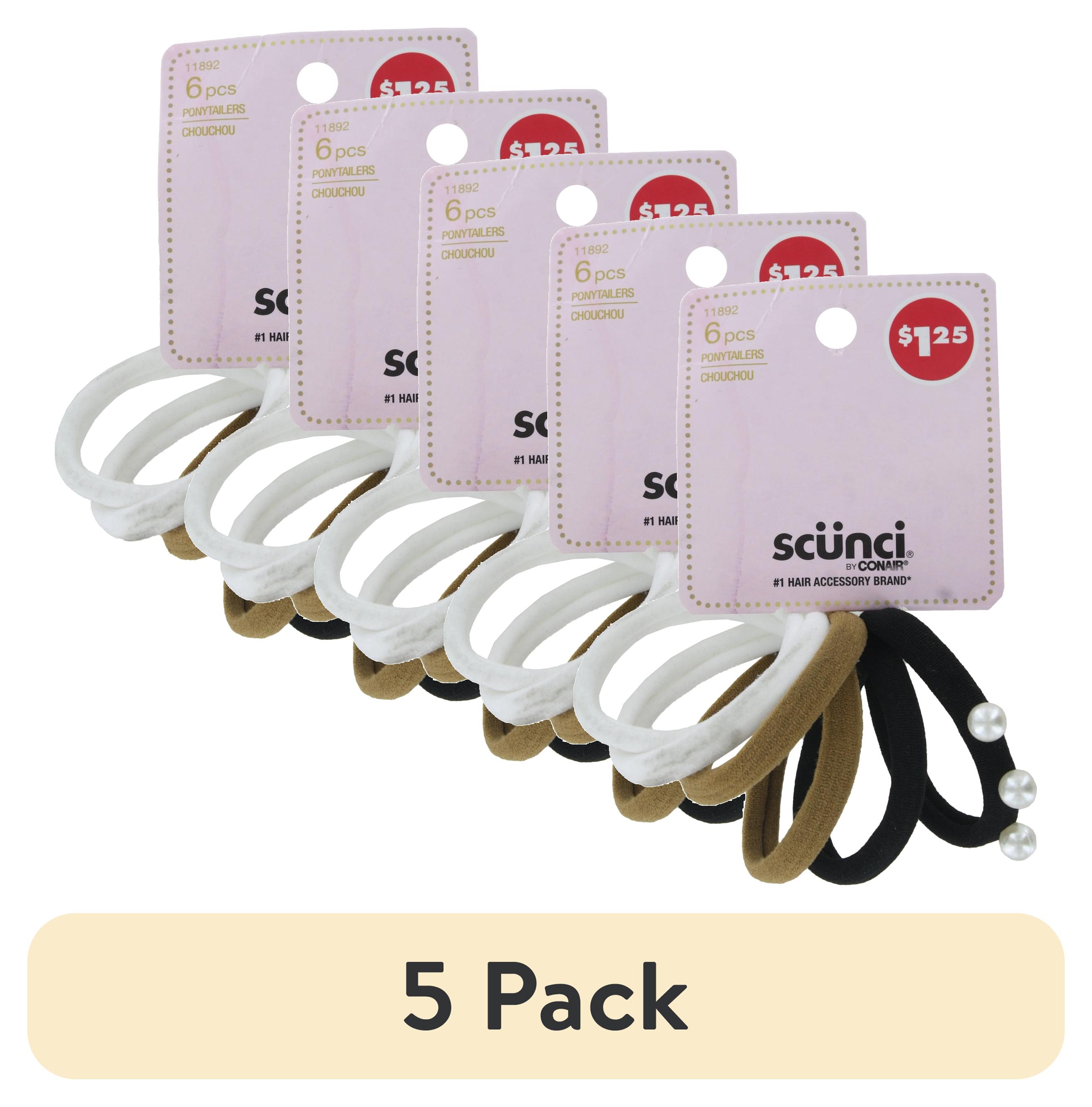 (5 pack) Scunci Hair Tie Ponytailers, Assorted Colors, 6-Pieces