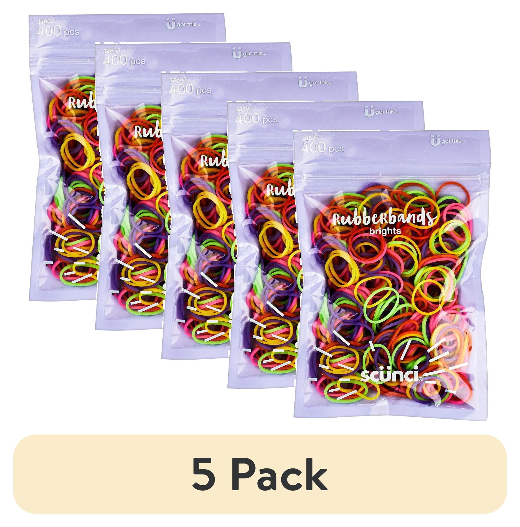 (5 pack) Scunci Kids Polyband Rubber Hair Ties, Brights, 400-Pieces