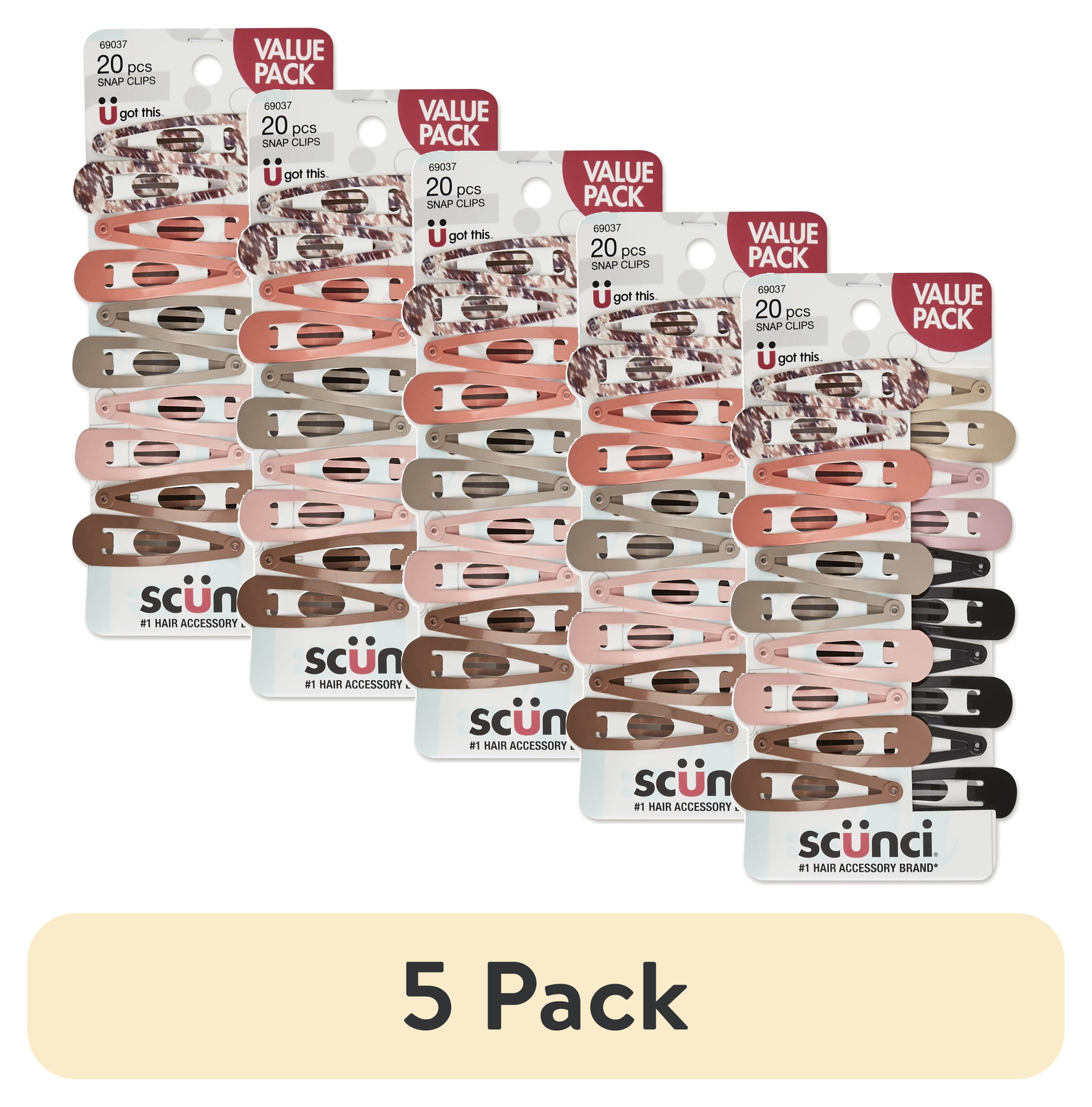 Scunci Metal Snap Hair Clips Value Pack, Assorted Colors and