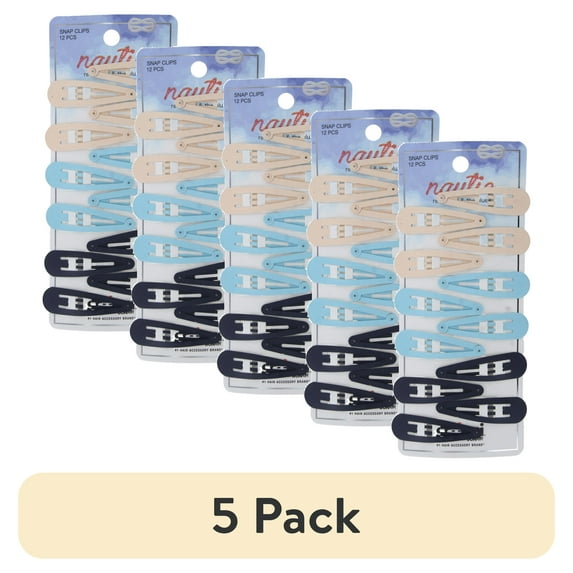 (5 pack) Scunci Nautie Hair Snap Clips, Assorted Colors, 12-Pieces