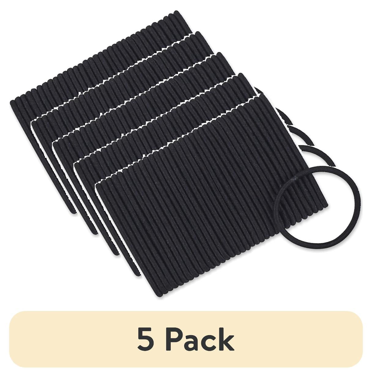 (5 pack) Scunci No-Damage Elastic Stretch Gentle-Hold Hairbands with No Metal Parts in Black, 34ct