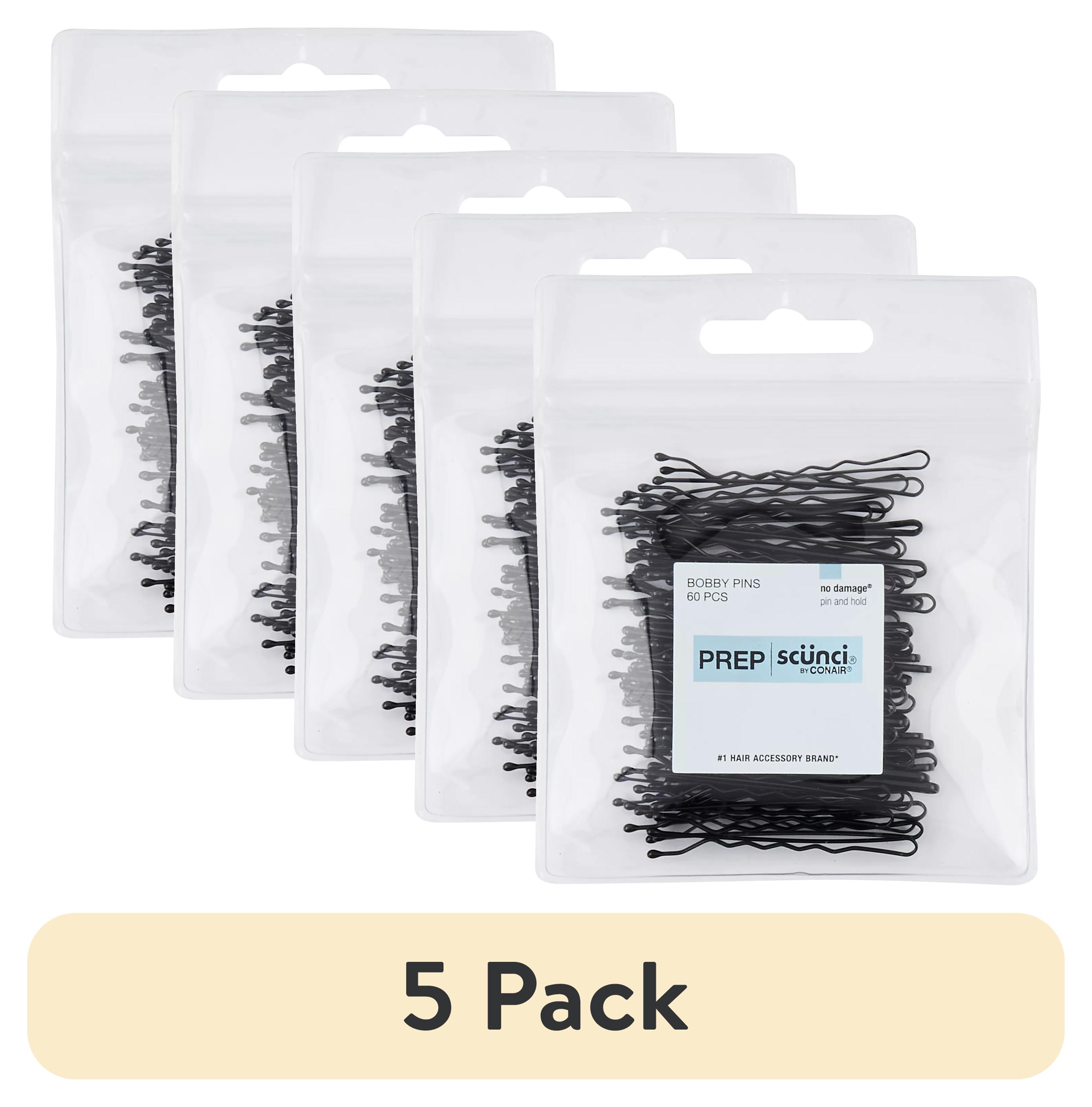 (5 pack) Scunci Prep No Damage Pin & Hold Bobby Pins, Black, 60-Pieces