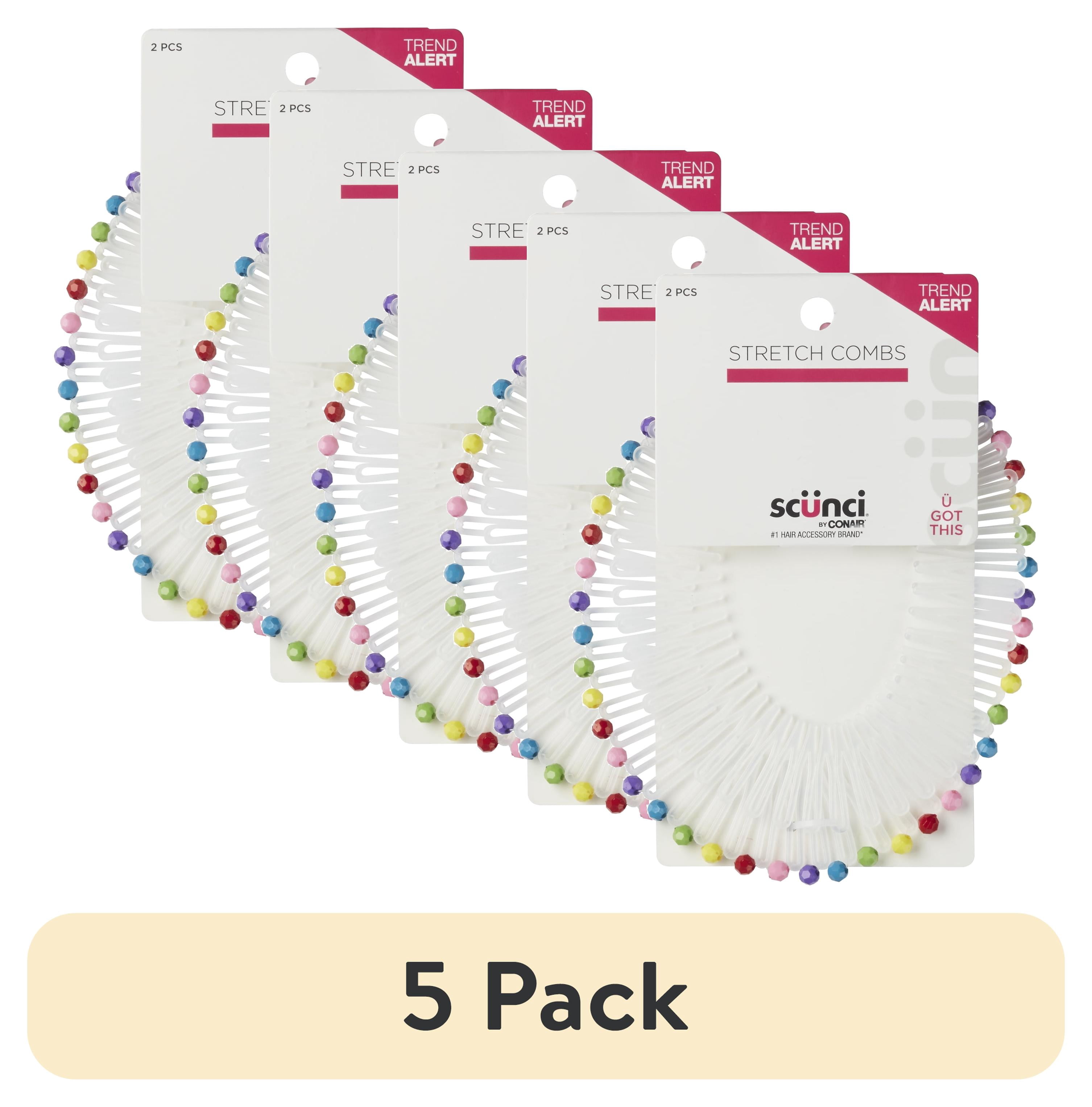 5 pack) Scunci Stretch Hair Comb Circular Headband, Clear 