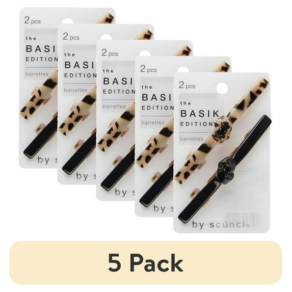 (5 pack) Scunci The Basik Edition Knotted Barrettes, Assorted Designs, 2-Piece