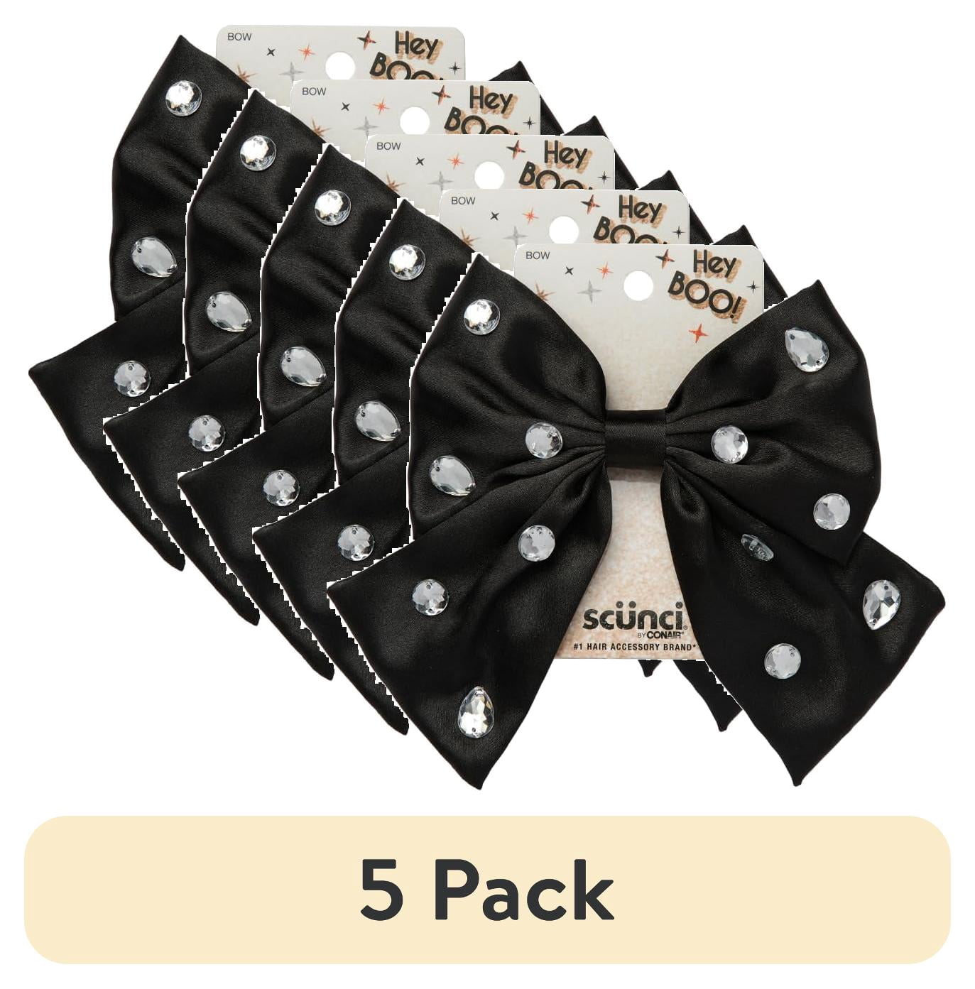 (5 pack) Scunci by Conair Hey Boo! Bow Barrette with Gem Stones, Black, 1-Count