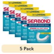 5 pack Sea Bond Secure Denture Adhesive Seals, Original Lowers, Zinc-Free, All-Day-Hold, Mess-Free, 30 Count