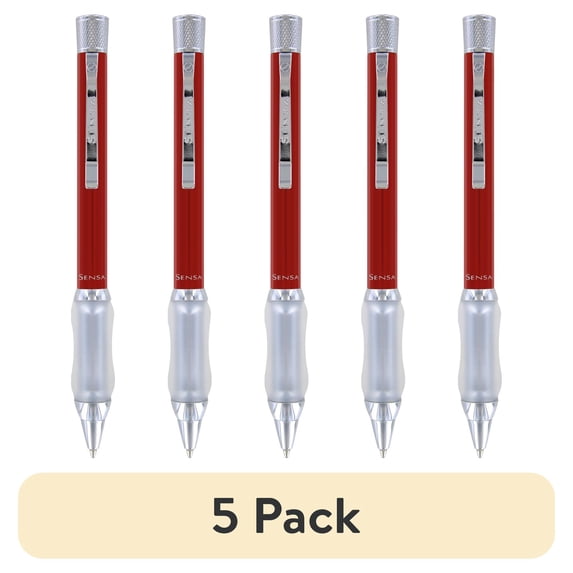 (5 pack) Sensa Classic Retractable Ballpoint Pen - Classic Crimson Burgundy