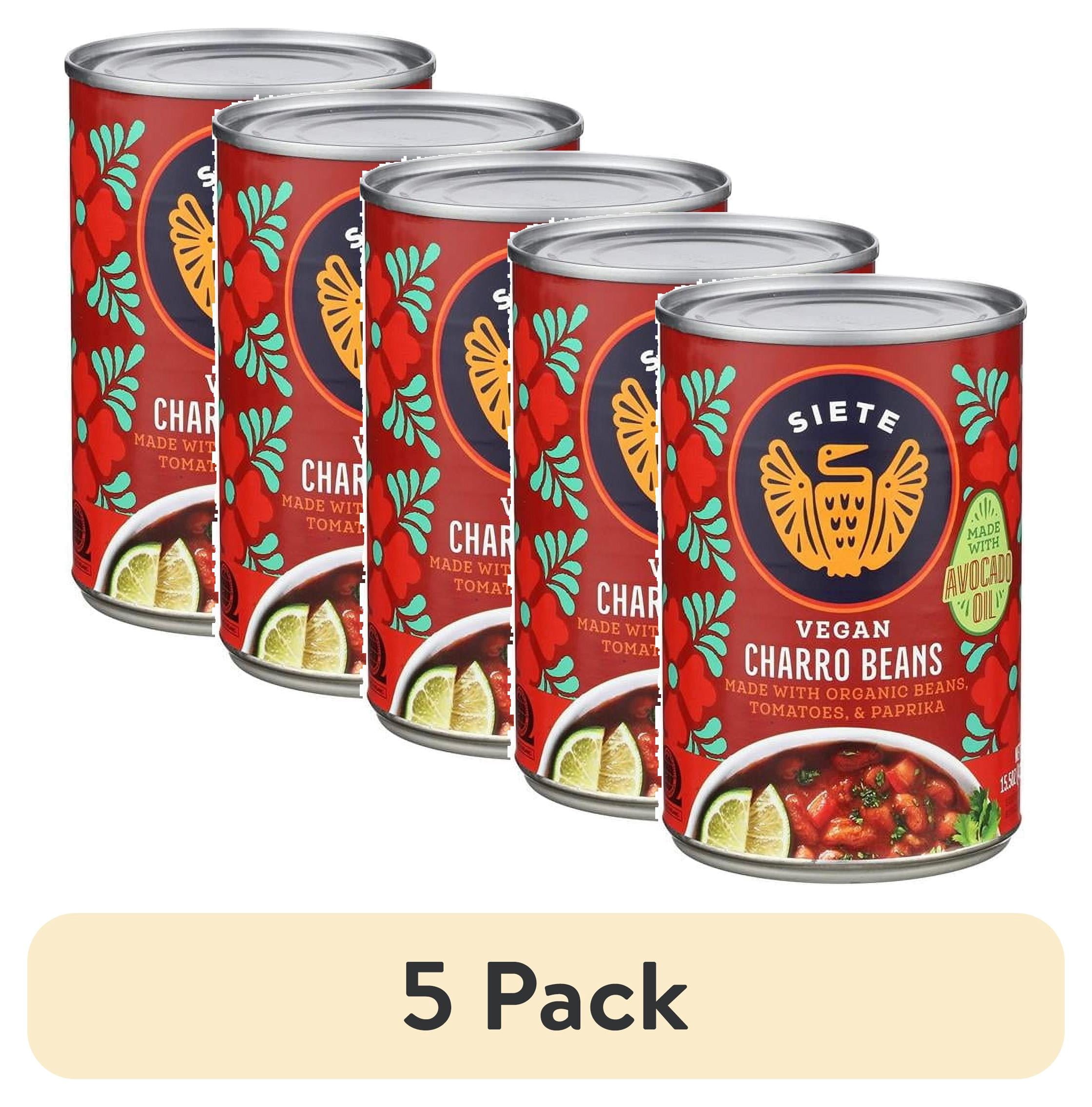 (5 pack) Siete Family Foods, Vegan Charro Beans, 15.5 oz can