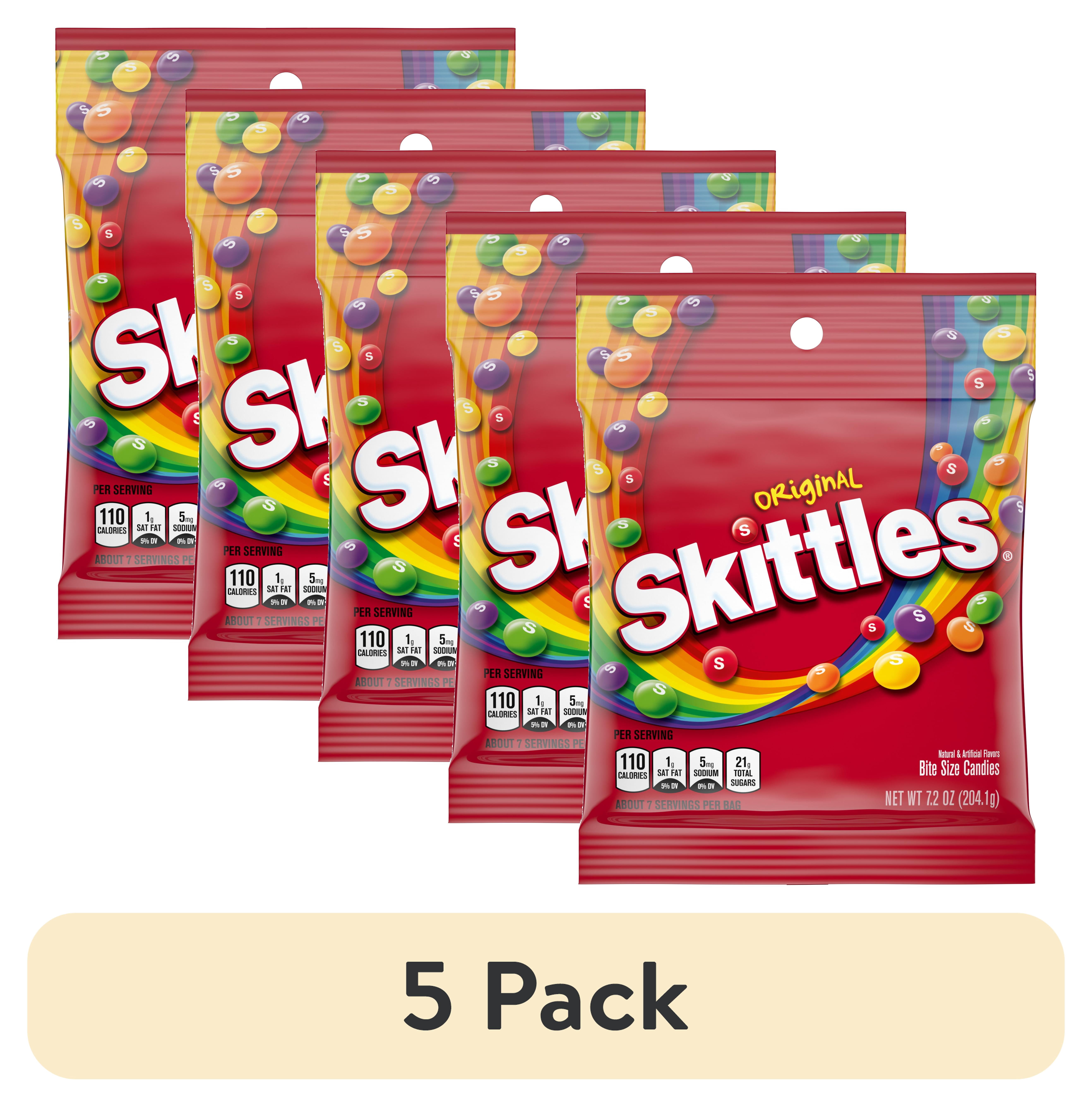 (5 pack) Skittles Original Bite Size Candy, Gluten Free, 7.2 oz (204.1g), Plastic Bag