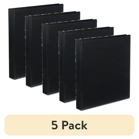 (5 pack) Universal Slant-ring View Binder, 3 Rings, 1" Capacity, 11 X 8.5, Black