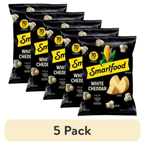 (5 pack) Smartfood Popcorn, White Cheddar, 6.75 oz Bag