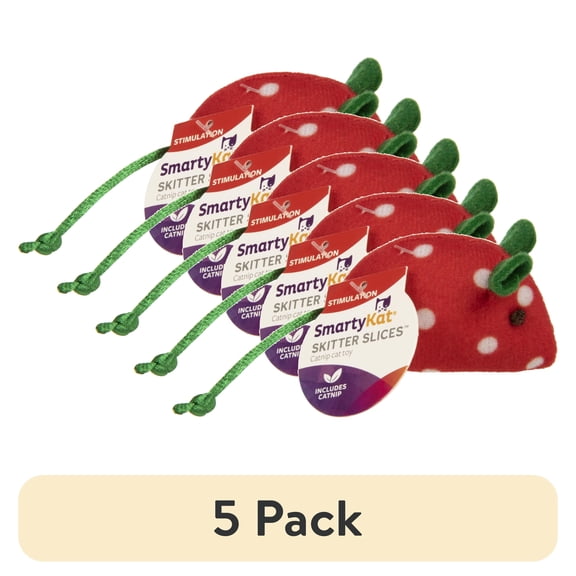 (5 pack) SmartyKat Skitter Slices Soft Plush Catnip Mice Cat Toy Containing Pure & Potent Catnip, 1 Count