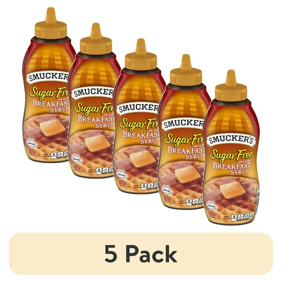 (5 pack) Smucker's Sugar Free and Low Calorie Breakfast Syrup, 14.5 fl oz Bottle