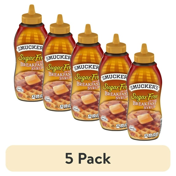 (5 pack) Smucker's Sugar Free and Low Calorie Breakfast Syrup, 14.5 fl oz Bottle