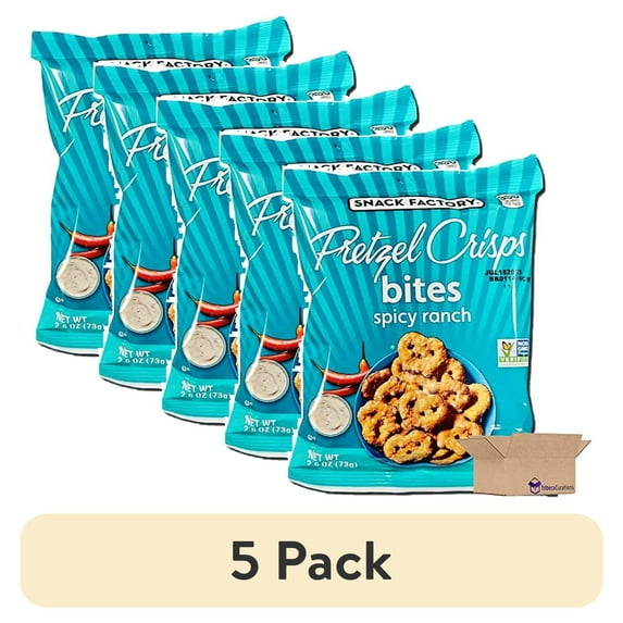 (5 pack) Snack Factory Snack Factory Spicy Ranch Pretzel Crisps Bites, 2.6 Oz, 8 Pack