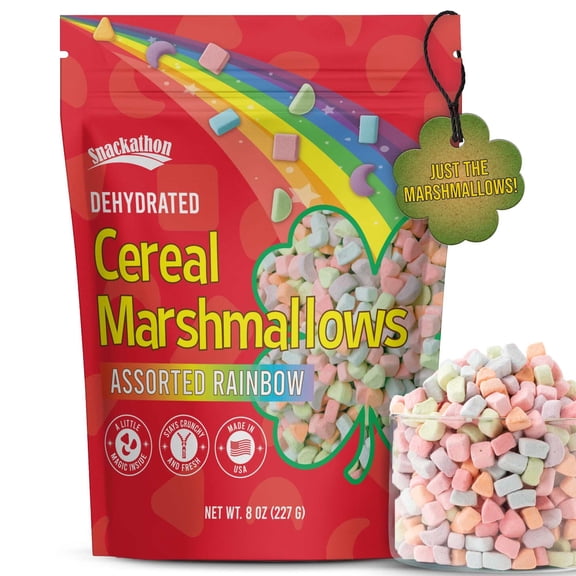(5 pack) Snackathon Cereal Marshmallows, Assorted Rainbow, Resealable Pouches (Various Sizes)