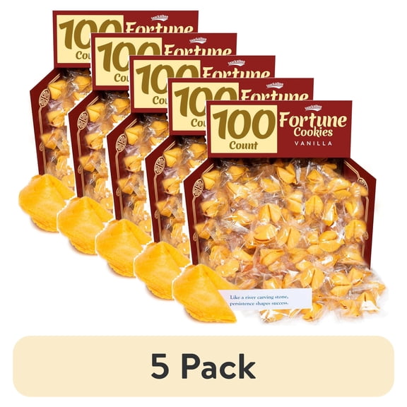 (5 pack) Snackathon Fortune Cookies, Vanilla Flavor, Individually Wrapped (Various Sizes)