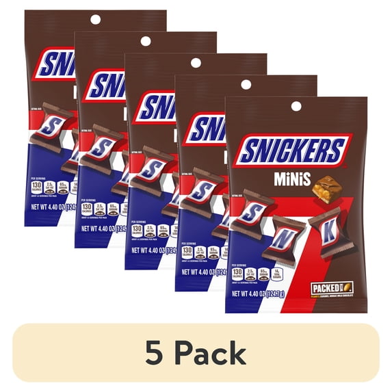 (5 pack) Snickers Minis Size Original Milk Chocolate Bars - 4.4 oz Bag